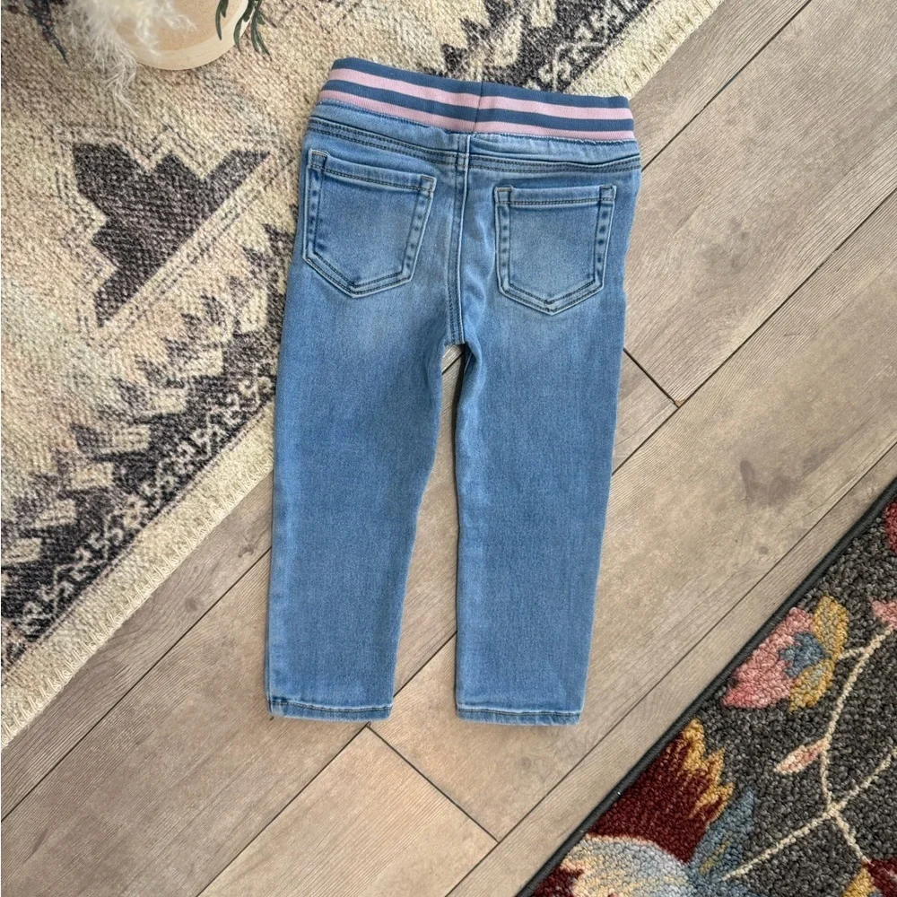 Y2k Toddler Girl Boho Knit Mixed Media Cardigan & Matching Jeans Set 3T